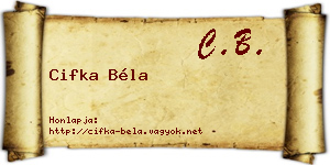 Cifka Béla névjegykártya